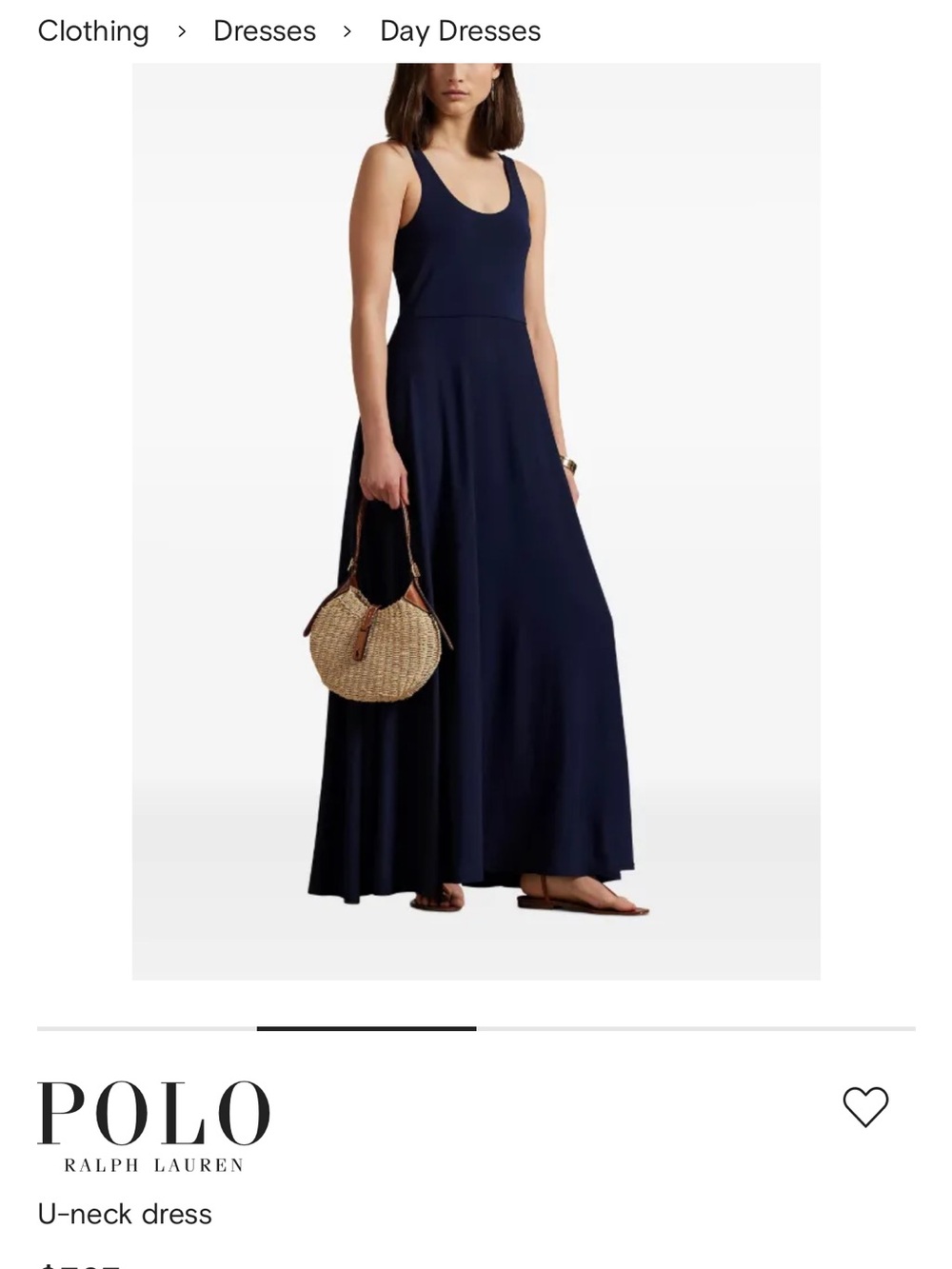Classic Ralph Lauren Navy Scoop-Neck Maxi Dress